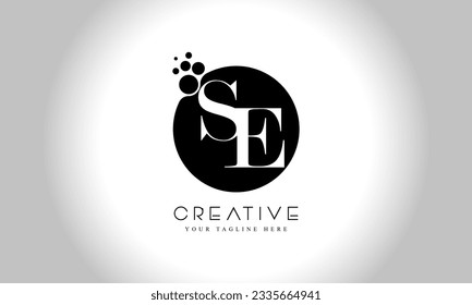 SE S E alphabet company letter logo design vector icon template simple black white circle dot dots creative abstract 