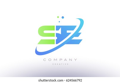 se s e alphabet green blue swoosh letter company logo vector icon design template