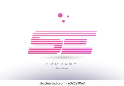 se s e alphabet letter logo pink purple stripes lines creative text dots company vector icon design template