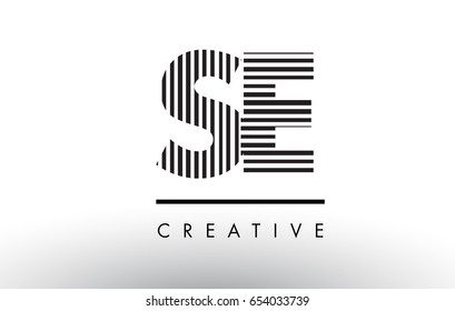 SE S E Black and White Letter Logo Design with Vertical and Horizontal Lines.