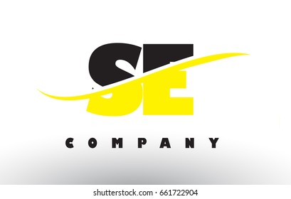 SE S E  Black and Yellow Letter Logo with White Swoosh and Curved Lines.