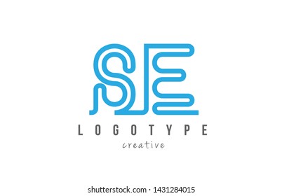 SE S E blue joined line alphabet letter logo combination suitable as icon design for a company or business