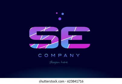se s e  creative color blue background pink purple magenta alphabet letter company logo vector icon
