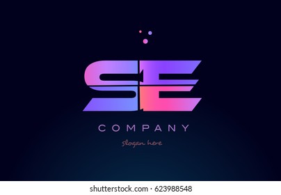 se s e creative color blue background pink purple blue magenta alphabet letter company logo vector icon design