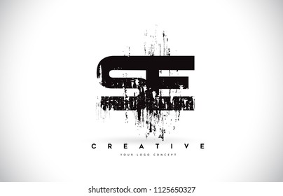 SE S E Grunge Brush Letter Logo Design in Black Colors. Creative Brush Letters Vector Illustration.