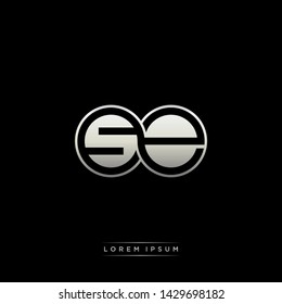 se s e initial letter linked circle capital monogram logo modern template silver color edition