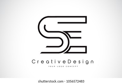 SE S E Letter Logo Design in Black Colors. Creative Modern Letters Vector Icon Logo Illustration.