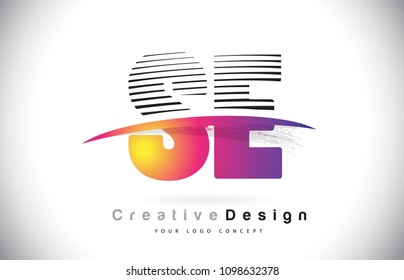 SE S E Letter Logo Design With Creative Lines and Swosh in Purple Brush Color Vector Illustration.