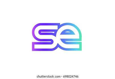 SE S E letter logo combination alphabet vector, creative company icon design template, modern  pink blue contour line art