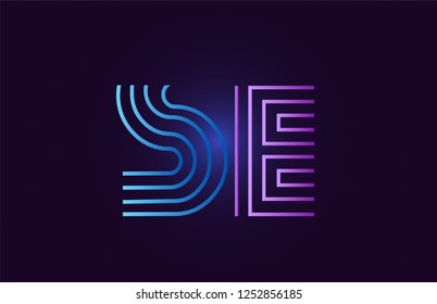 se s e line blue pink design of alphabet letter combination with gradient color suitable as a logo for a company or business