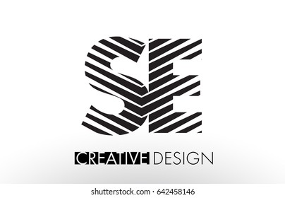 SE S E Lines Letter Design with Creative Elegant Zebra Vector Illustration.