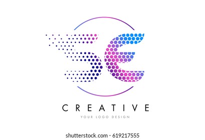 SE S E Pink Magenta Dotted Bubble Letter Logo Design. Dots Lettering Vector Illustration