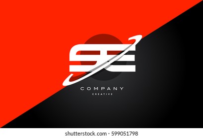 se s e  red black white technology swoosh alphabet company letter logo design vector icon template 