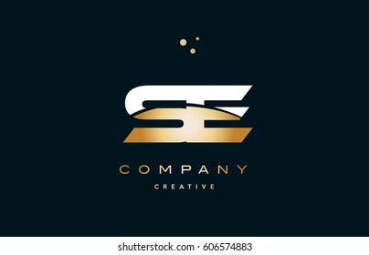 se s e  white yellow gold golden metal metallic luxury alphabet company letter logo design vector icon template