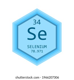 Se Selenium Chemical Element Periodic Table. Hexagon gradient vector illustration, simple clean style Icon with molar mass and atomic number for Lab, science or chemistry education.