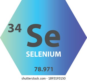 Se Selenium Non reactive metal Chemical Element Periodic Table. Hexagon vector illustration, colorful clean style Icon with molar mass and atomic number for Lab, science or chemistry education.