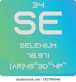 Se Selenium Non reactive metal Chemical Element vector illustration diagram, with atomic number, mass and electron configuration. Simple gradient flat hexagon design for education, lab, science class.