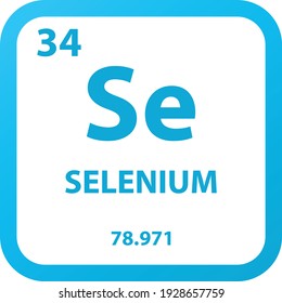 Se Selenium Non reactive metal Chemical Element vector illustration diagram, with atomic number, mass and electron configuration. Simple outline flat hexagon design for education, lab, science class.

