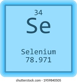 Se Selenium Non reactive metal Chemical Element Periodic Table. Square vector illustration, colorful clean style Icon with molar mass and atomic number for Lab, science or chemistry education.