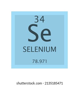 Se Selenium Non reactive metal Chemical Element Periodic Table. Simple flat square vector illustration, simple clean style Icon with molar mass and atomic number for Lab, science or chemistry class.