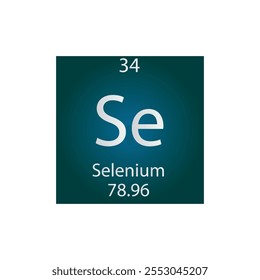 Se Selenium Non reactive metal Chemical Element Periodic Table. Simple flat square vector illustration, simple clean style Icon with molar mass and atomic number for Lab, science or chemistry class.