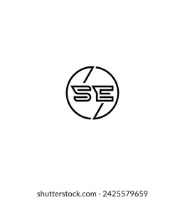 SE simple outline concept logo and circle of initial design black and white background