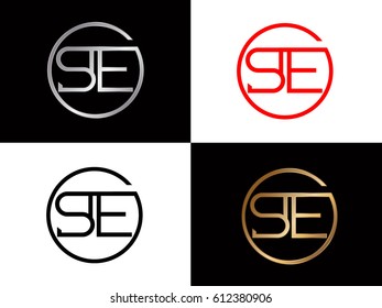 Se text red gold black silver modern creative alphabet  letter logo design vector icon