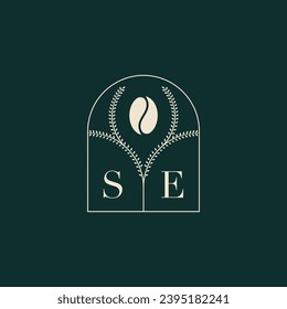 SE Unique and simple logo design combination of letters and coffee bean