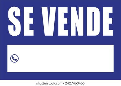 "SE VENDE" sign in blue, for printing. Vector format.