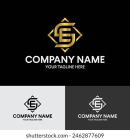 SE_ES Letter initial typography logo template inside into a square box