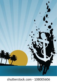 sea with abstract anchor sign
