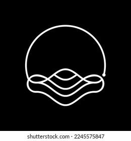 sea ​​waves abstract art vector logo design in black and white colors