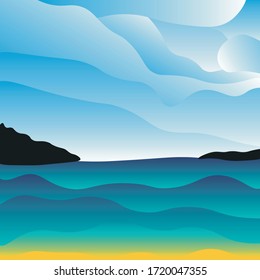 Mar. Paisaje abstracto. Ilustración vectorial.