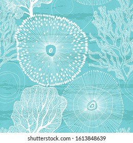 Sea. Abstract seamless pattern on the marine theme. Vector. 