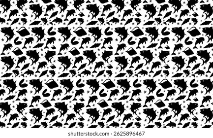 Sea Abstract Underwater Plants Shapes Silhouette Pattern, Corals Silhouette Illustration Design Set, Starfish, Ocean Abstract Underwater Plants Shapes Pattern, Coral Reef Plants, 