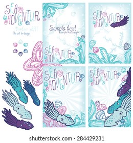 Sea adventure. Decorative vector set for design.