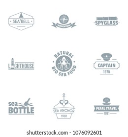 Sea adventure logo set. Simple set of 9 sea adventure vector logo for web isolated on white background