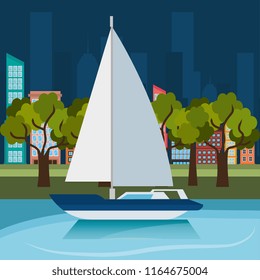 sea adventure sailign boat label design