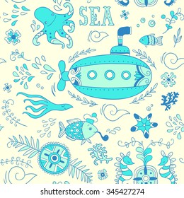 Sea adventure. seamless background