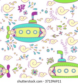 Sea adventure. seamless pattern