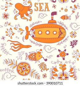 Sea adventure. seamless pattern