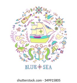 Sea adventure. vector background