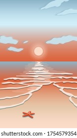 Sea against the setting sun