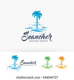 Sea anchor logo design. Resort, Restaurant, Vacation, Travel and Tourism agency logo concept. Vector logo template