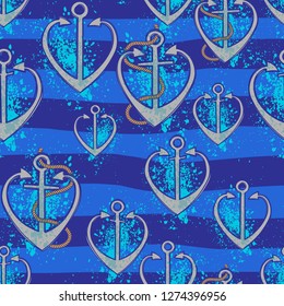 Sea anchor love waves vector seamless pattern. Abstract seamless print. Illustration for wrapping paper or fabric. Vector abstract background. Sea pattern. Surfing. Love. Heart.
Waves sea pattern.