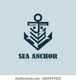Sea Anchor modern logo template design for brand or company and other