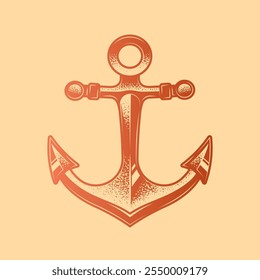 Sea anchor. Original vector illustration in vintage style. T-shirt design. Hand drawn, not AI