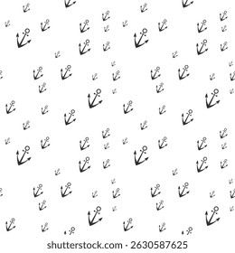 Sea anchor seamless pattern. Ocean hand drawn vector design in flat style