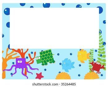 sea animal border- easy to edit animal
