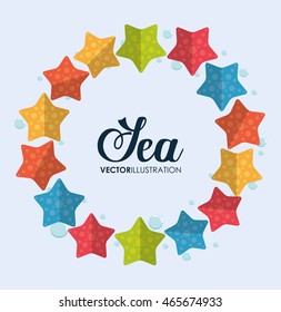 Sea animal cartoon design represented by sea star icon. Colorfull and flat illustration. 